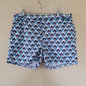 Frescobol Carioca Mens Tailored Swim Shorts Rio De Janeiro Blue White 36 Chevron